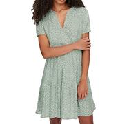 ONLY Onlzally Life S/S Thea Dress Noos Ptm, Abito Estivo Donna, Verde Chinois/AOP: Foglie Bianche, XL