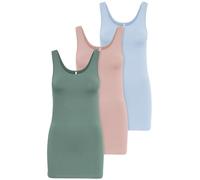 ONLY Pacco da 3 Top da Donna Canotte Basic in Bianco, Nero, Grigio, Blu, Crema Maglietta da Donna Lunga Magliette estive Top 15201465