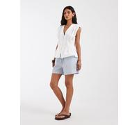 Only Striped Shorts Onlloris-Pantaloncini a Righe Wvn, Blu Chambray, XL Donna