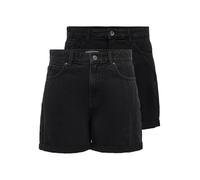 ONLY Pantaloncini da donna in jeans ONLVEGA a vita alta, taglio normale, Black/Grey Denim, S