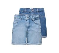 ONLY Pantaloncini da donna in jeans ONLVEGA a vita alta, taglio normale, Light Blue Denim/Medium Blue Denim, S