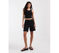 Only - Pantaloncini di jeans taglio lungo a vita medio alta neri-Nero 40