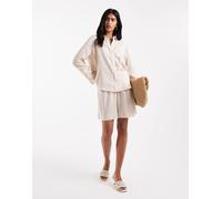 ONLY - Pantaloncini in lino beige in coordinato-Bianco 40