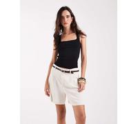 ONLY - Pantaloncini sartoriali in misto lino beige-Neutro 38