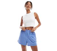 ONLY - Pantaloncini stile boxer a righe blu e bianchi 36