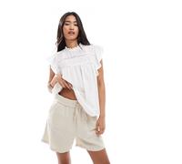 Only - Pantaloncini testurizzati color pietra allacciati sul davanti in coordinato-Neutro 42