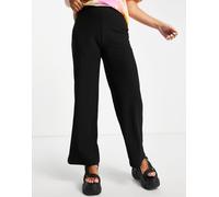 Only - Pantaloni a fondo ampio neri a coste-Nero S