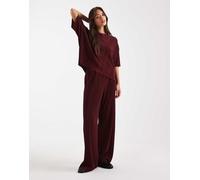 ONLY - Pantaloni a fondo ampio plissé bordeaux in coordinato-Rosso 34
