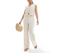ONLY - Pantaloni beige in misto lino-Neutro 40