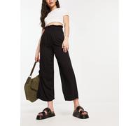 Only - Pantaloni culotte neri con vita arricciata-Nero M L32