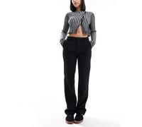 ONLY - Pantaloni dritti neri a vita medio alta-Nero S L32