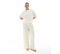 ONLY - Pantaloni plissé a fondo ampio color latticello in coordinato-Neutro 3XL