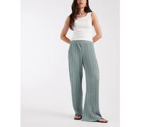 ONLY - Pantaloni plissé a fondo ampio color ottanio chiaro in coordinato-Blu 3XL