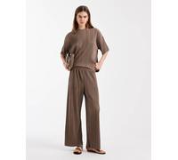 ONLY - Pantaloni plissé a fondo ampio marrone chiaro in coordinato 3XL