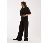 ONLY - Pantaloni plissé a fondo ampio marrone cioccolato in coordinato 38