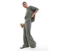 ONLY - Pantaloni plissé a fondo ampio verdi in coordinato-Verde 38