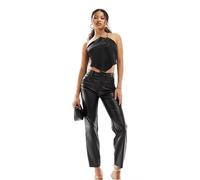 Only Petite - Emily - Pantaloni alla caviglia in pelle sintetica nera-Nero 40