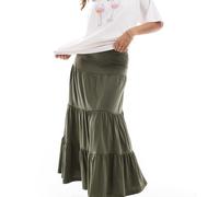 ONLY Petite - Gonna lunga a balze kaki-Verde 42