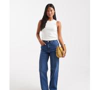 ONLY Petite - Juicy - Jeans a vita alta color blu scuro a fondo ampio con pinces W30 L28