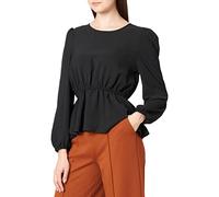 ONLY Petite OnlMETTE DAR L/S O-Neck Wvn FN Petit Top, Nero, S, Nero, S