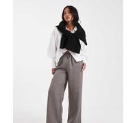 ONLY Petite - Pantaloni a fondo ampio grigi gessati-Grigio 34