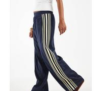 ONLY Petite - Pantaloni a fondo ampio in raso blu navy con righe laterali 42