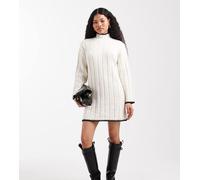 ONLY Petite - Vestito corto bianco in maglia con cuciture a contrasto 50