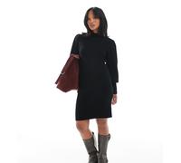 ONLY Petite - Vestito maglia corto accollato nero con maniche a sbuffo 42