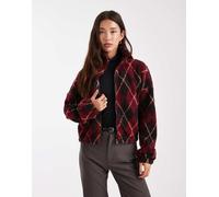 ONLY - Pile effetto teddy bordeaux a quadri con zip-Rosso 44