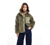 ONLY - Pile verde salvia oversize con tasca a contrasto 38