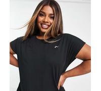 Only Play Curve - T-shirt da allenamento ampia a maniche corte nera in coordinato-Nero 48-50
