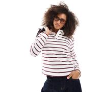 ONLY - Polo a maniche lunghe bianca e bordeaux a righe-Rosso 42