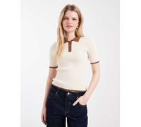 ONLY - Polo in maglia color crema con colletto a contrasto-Bianco 38