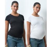 ONLY premaman confezione da 2 T-shirt nere e bianche-Multicolore 36