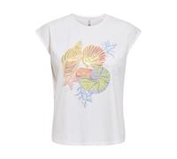 Only Printed Tee Onlela Life S/L-T-Shirt Stampata CS Jrs, Bianco, L Donna