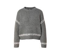 ONLY - Maglione con scollo rotondo grigio scuro con dettagli a contrasto 34