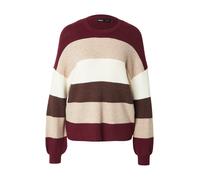 ONLY - Maglione a spalle scese in maglia crema e bordeaux a righe-Rosso 34