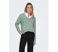 ONLY Camicia a Manica Lunga in Maglia per Donna Maglione in Lana Caldo Maglia di Base Maglia Lunga Maglia a Costine Collo a V V-Neck ONLCAMILLA, Colore:Verde-3, Taglia:S