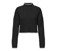 ONLY ONLCHICK Stitch LS Highneck Pull Knt Pullover, Black/Detail:Pumice Stone, S Donna
