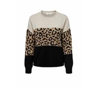 ONLY - Maglione color block nero e bianco con stampa animalier-Multicolore L