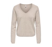 ONLY - Top in maglia beige scuro con scollo a V-Neutro 42
