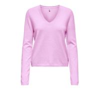 ONLY - Top a maniche lunghe in maglia rosa con scollo a V 38