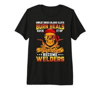 Only Real Men Become Welders Funny Welder Welding Maglietta Premium