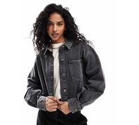 Only - Reworked - Giacca di jeans corta nero slavato 34
