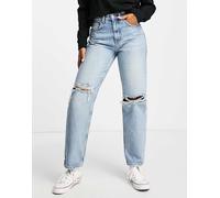 Only - Robyn - Jeans dritti con strappi lavaggio azzurro-Blu W27 L32