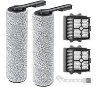 【Only S5 Combo】Brush Roller Replacement Parts for Floor ONE S5 Combo Cordless Wet Dry Vacuum Cleaner, 2 Pack Brush Rollers + 2 Pack Vacuum HEPA Filters (Only Fit S5 COMBO)