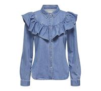 ONLY Shirt Onlindigo LS Frill DNM-Maglietta Qyt Noos, Media Blu Denim, M Donna
