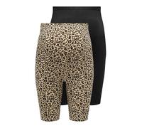 ONLY Shorts 2 Pack Olmlovely Life Jrs Mat-Pantaloncini AOP, 2 Pezzi, Nero, XL (Pacco da 2) Donna