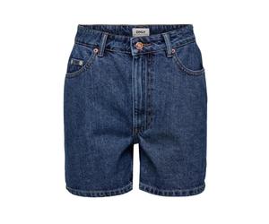 ONLY - Shorts in Denim con vita alta e vestibilità Mom - - Shorts - Donna - Blu - M