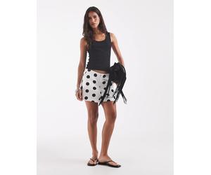 ONLY shorts sartoriali in misto lino a pois bianchi-Bianco 42